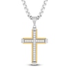 Thumbnail Image 1 of Men's Diamond Cross Necklace 1/2 ct tw Stainless Steel & Yellow Ion Plating 24"