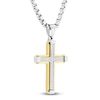 Thumbnail Image 2 of Men's Diamond Cross Necklace 1/2 ct tw Stainless Steel & Yellow Ion Plating 24"