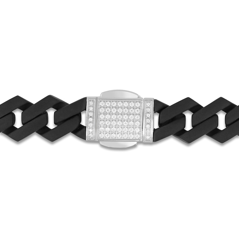 Main Image 3 of Diamond Clasp Link Necklace 1/2 ct tw Stainless Steel & Black Ion Plating 20"