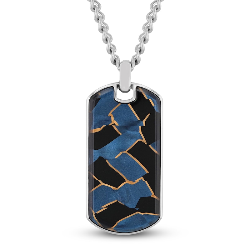 Main Image 1 of Men's Multicolor Enamel Dog Tag Necklace Stainless Steel 24"