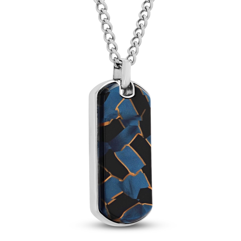 Main Image 2 of Men's Multicolor Enamel Dog Tag Necklace Stainless Steel 24"