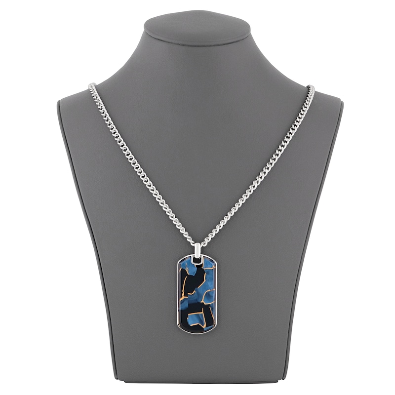 Main Image 4 of Men's Multicolor Enamel Dog Tag Necklace Stainless Steel 24"