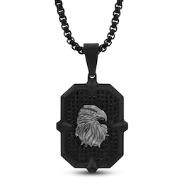 Men's Black Diamond Eagle Necklace 3/4 ct tw Black Ion-Plated Stainless Steel 24"