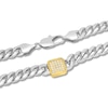 Thumbnail Image 2 of Men's Diamond Cushion-Shaped Pendant Curb Chain Necklace 1/2 ct tw Stainless Steel & Yellow Ion Plating 20"