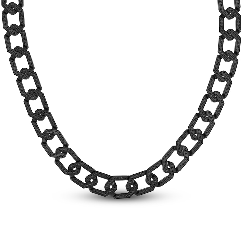 Main Image 1 of Men's Black Diamond Link Necklace 4 ct tw Black Ion-Plated Stainless Steel 20"