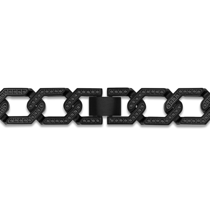 Main Image 3 of Men's Black Diamond Link Necklace 4 ct tw Black Ion-Plated Stainless Steel 20"