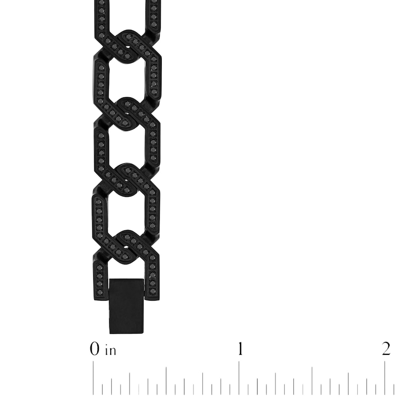 Main Image 4 of Men's Black Diamond Link Necklace 4 ct tw Black Ion-Plated Stainless Steel 20"