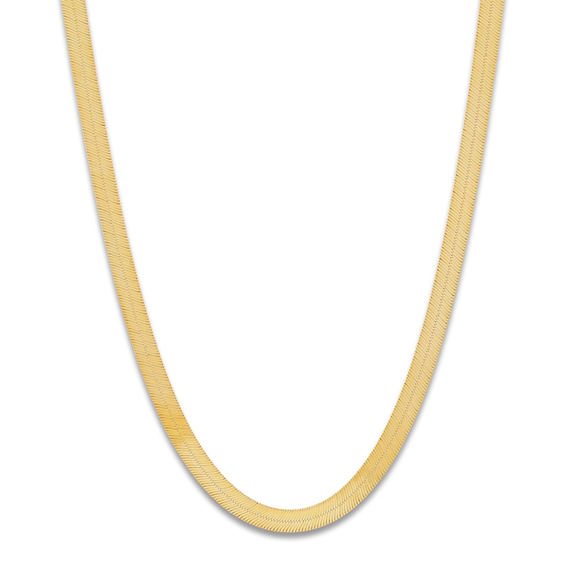 Main Image 1 of Solid Herringbone Chain Necklace 4mm 10K Yellow Gold 18&quot;