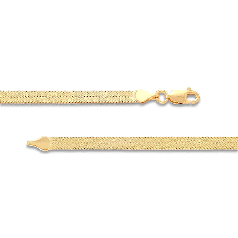 Main Image 2 of Solid Herringbone Chain Necklace 4mm 10K Yellow Gold 18&quot;