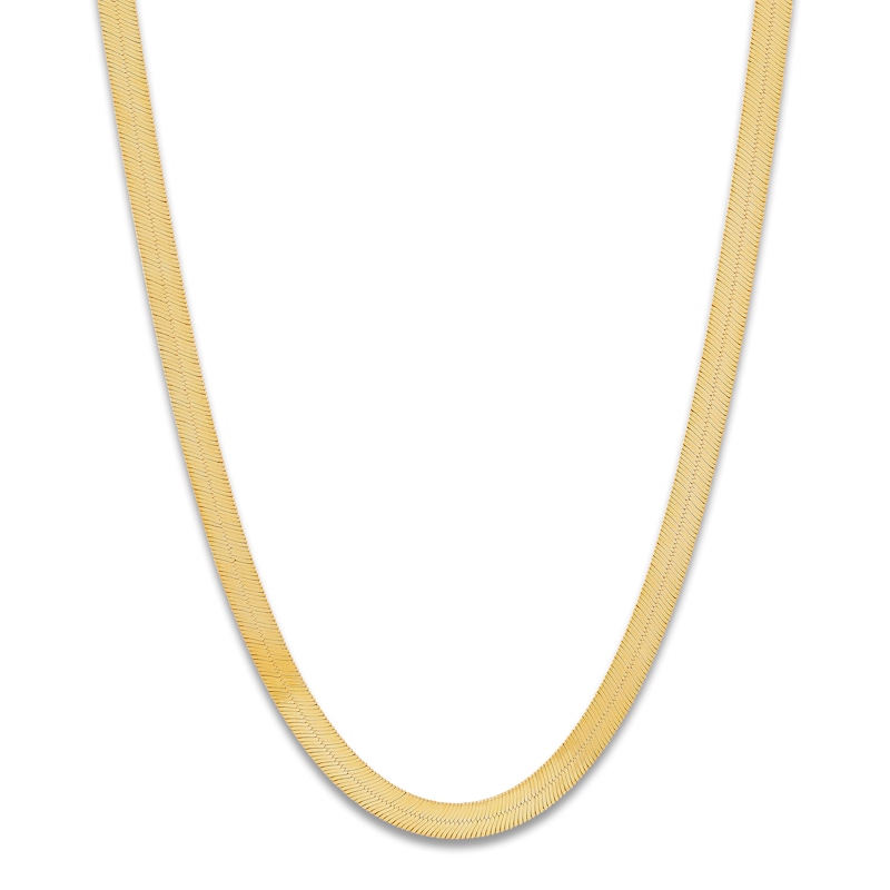Main Image 1 of Solid Herringbone Chain Necklace 4mm 10K Yellow Gold 22"