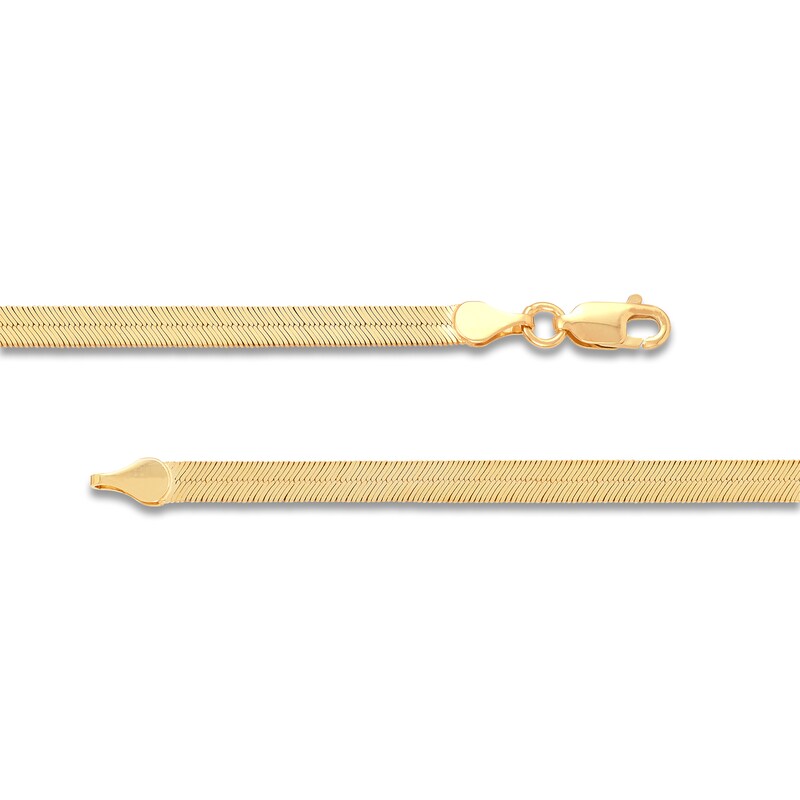 Main Image 2 of Solid Herringbone Chain Necklace 4mm 10K Yellow Gold 22"