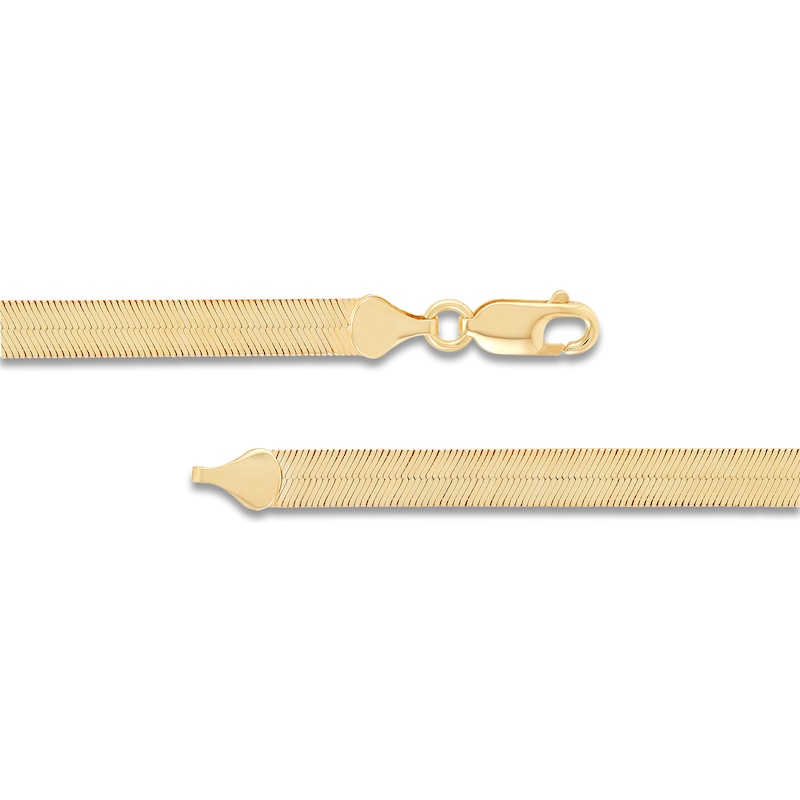 Main Image 2 of Solid Herringbone Chain Necklace 5.53mm 10K Yellow Gold 18"