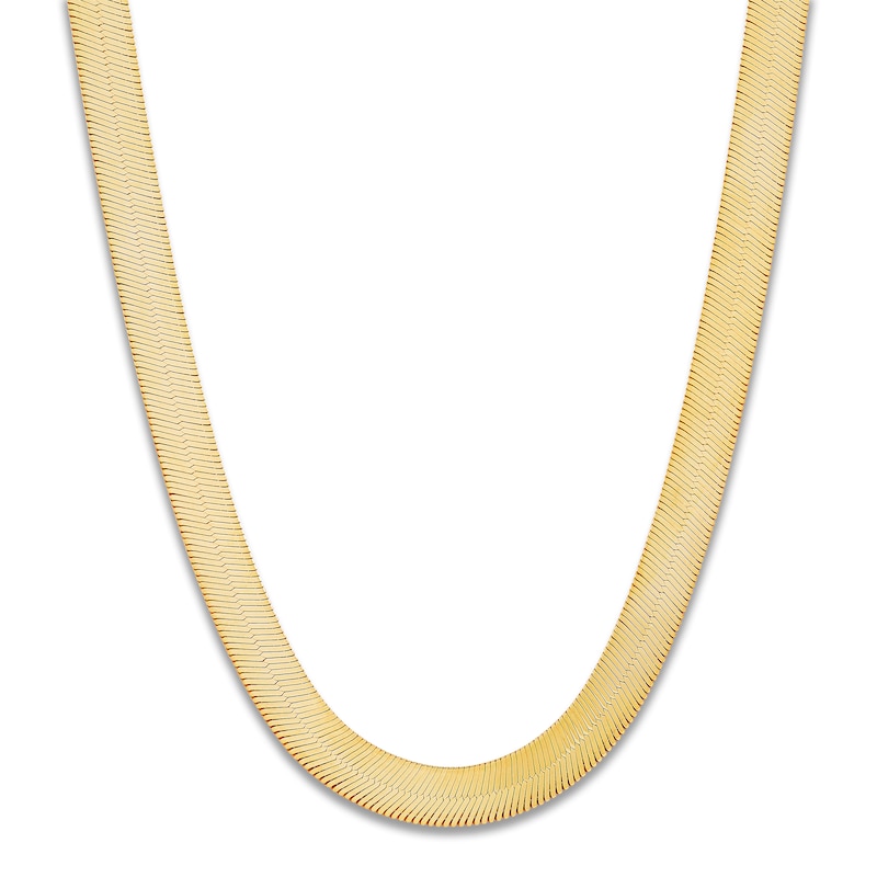 Main Image 1 of Solid Herringbone Chain Necklace 5.53mm 10K Yellow Gold 20"