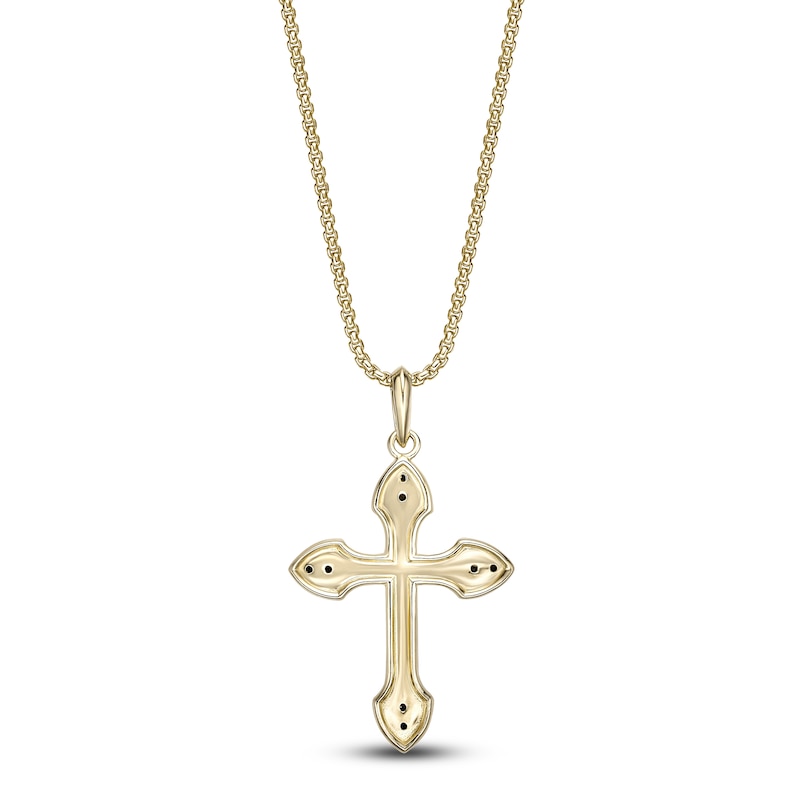 Main Image 3 of Men's Black Onyx Cross Necklace Yellow Ion-Plated Stainless Steel 24"