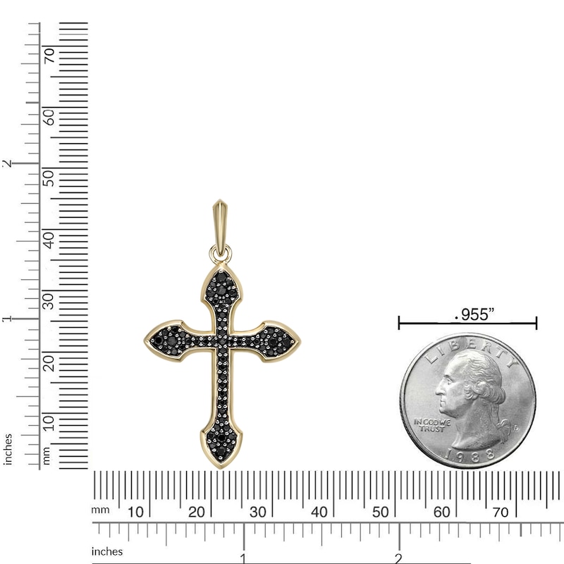 Main Image 5 of Men's Black Onyx Cross Necklace Yellow Ion-Plated Stainless Steel 24"