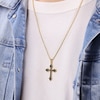 Thumbnail Image 6 of Men's Black Onyx Cross Necklace Yellow Ion-Plated Stainless Steel 24"