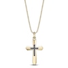 Thumbnail Image 1 of Men's Black Diamond Cross Necklace 1/6 ct tw 14K Yellow Gold-Plated Sterling Silver 24"