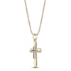 Thumbnail Image 2 of Men's Black Diamond Cross Necklace 1/6 ct tw 14K Yellow Gold-Plated Sterling Silver 24"