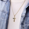 Thumbnail Image 6 of Men's Black Diamond Cross Necklace 1/6 ct tw 14K Yellow Gold-Plated Sterling Silver 24"