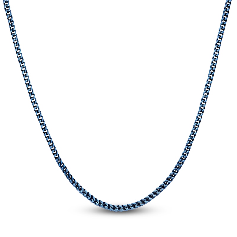 Main Image 1 of Men's Foxtail Chain Necklace 4mm Blue Ion-Plated Stainless Steel 20"