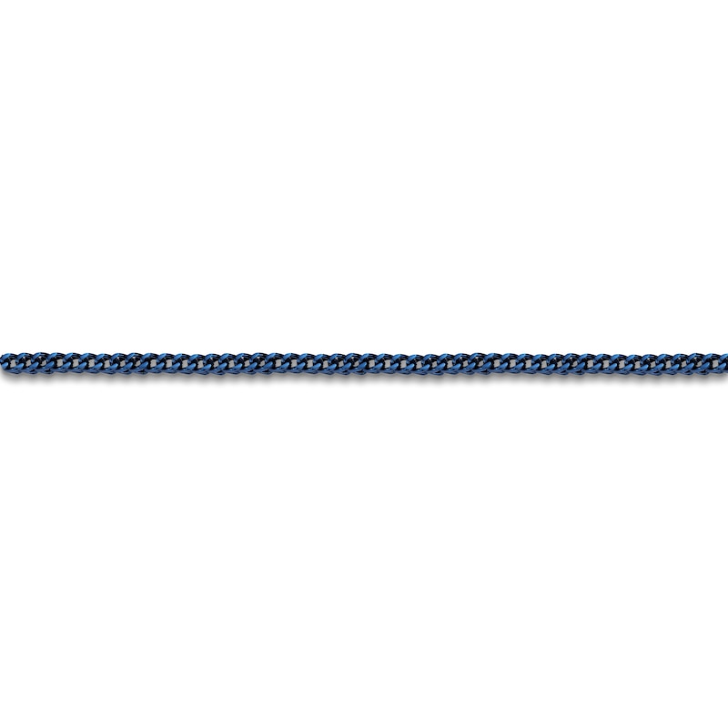 Main Image 2 of Men's Foxtail Chain Necklace 4mm Blue Ion-Plated Stainless Steel 20"