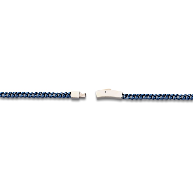 Main Image 3 of Men's Foxtail Chain Necklace 4mm Blue Ion-Plated Stainless Steel 20"