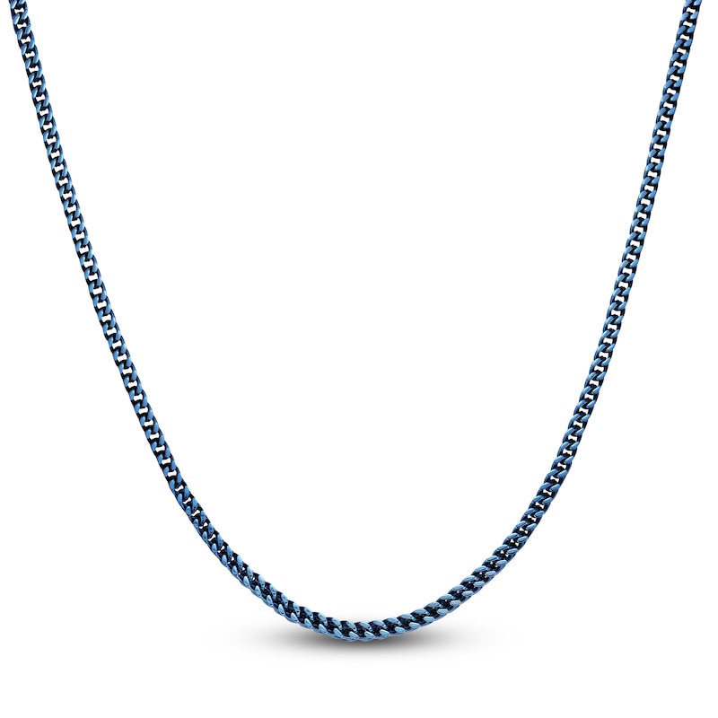 Main Image 1 of Men's Foxtail Chain Necklace 4mm Blue & Yellow Ion-Plated Stainless Steel 22"