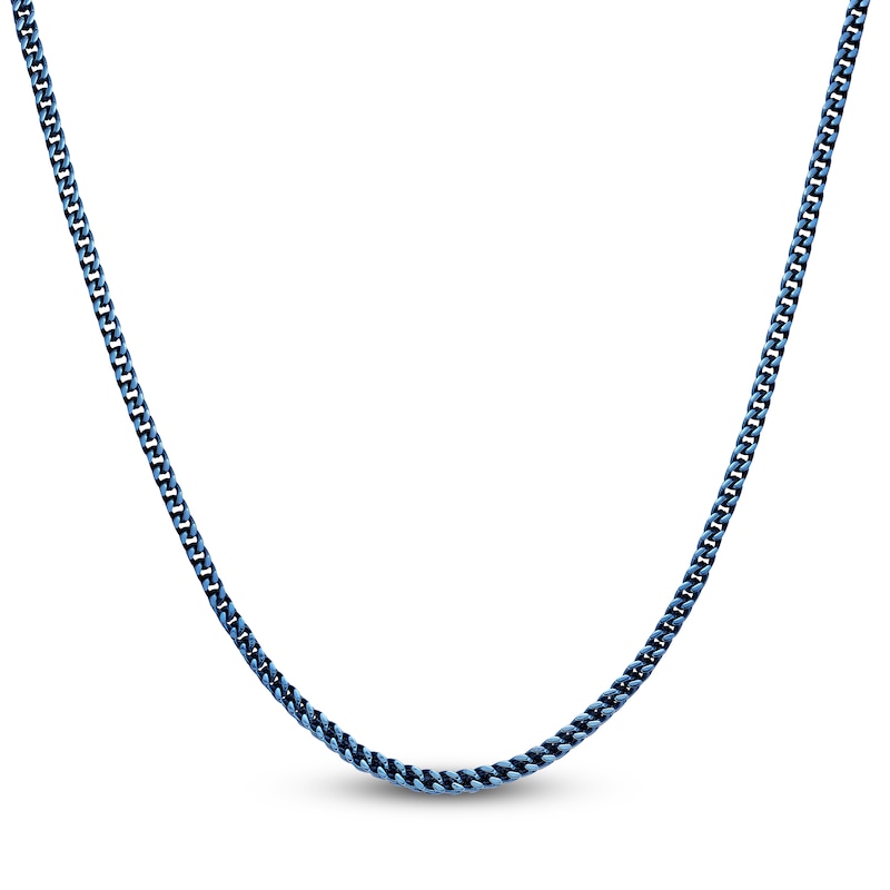 Main Image 1 of Men's Foxtail Chain Necklace 4mm Blue & Yellow Ion-Plated Stainless Steel 24"