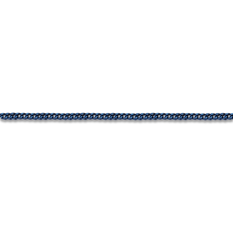 Main Image 2 of Men's Foxtail Chain Necklace 4mm Blue & Yellow Ion-Plated Stainless Steel 24"