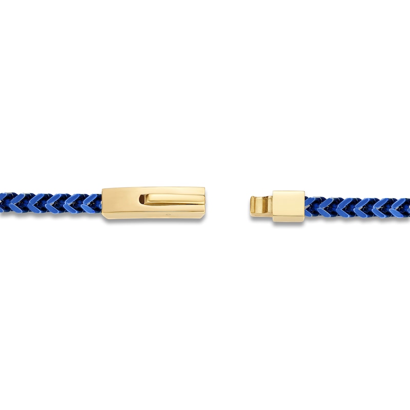 Main Image 3 of Men's Foxtail Chain Necklace 4mm Blue & Yellow Ion-Plated Stainless Steel 24"