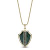 Thumbnail Image 1 of Men's Natural Malachite & Rectangle Smoky Quartz Shield Necklace 14K Yellow Gold-Plated Sterling Silver 24"