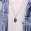 Thumbnail Image 6 of Men's Natural Malachite & Rectangle Smoky Quartz Shield Necklace 14K Yellow Gold-Plated Sterling Silver 24"