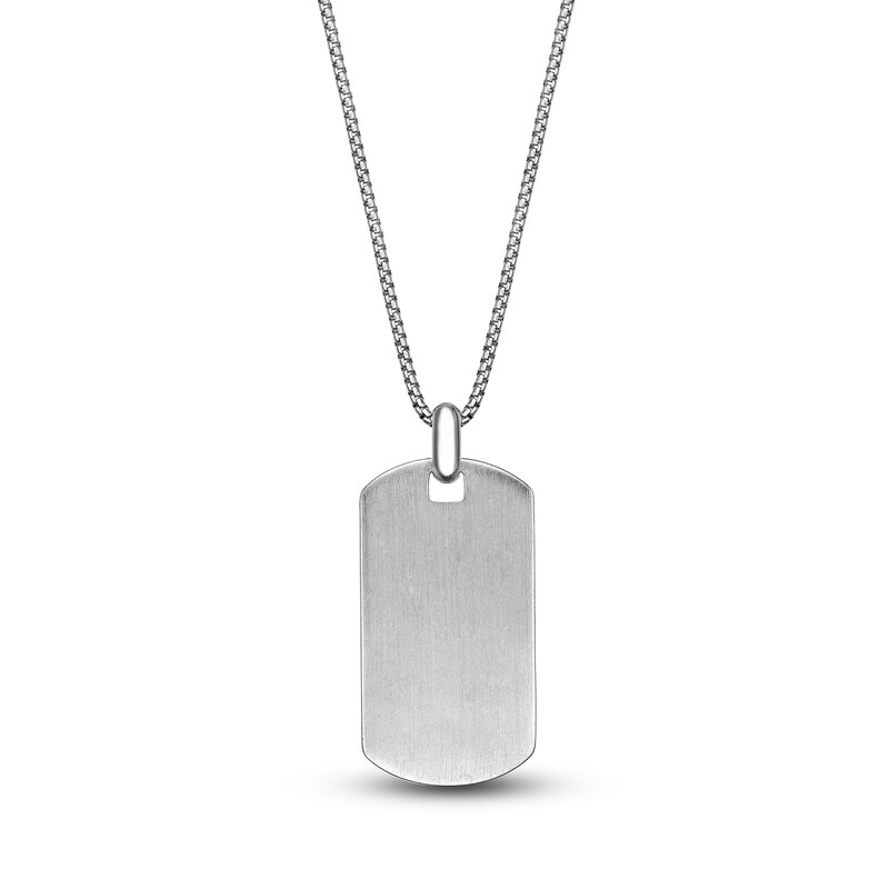 Main Image 3 of Men's Natural Black Spinel Dog Tag Necklace Sterling Silver 24"