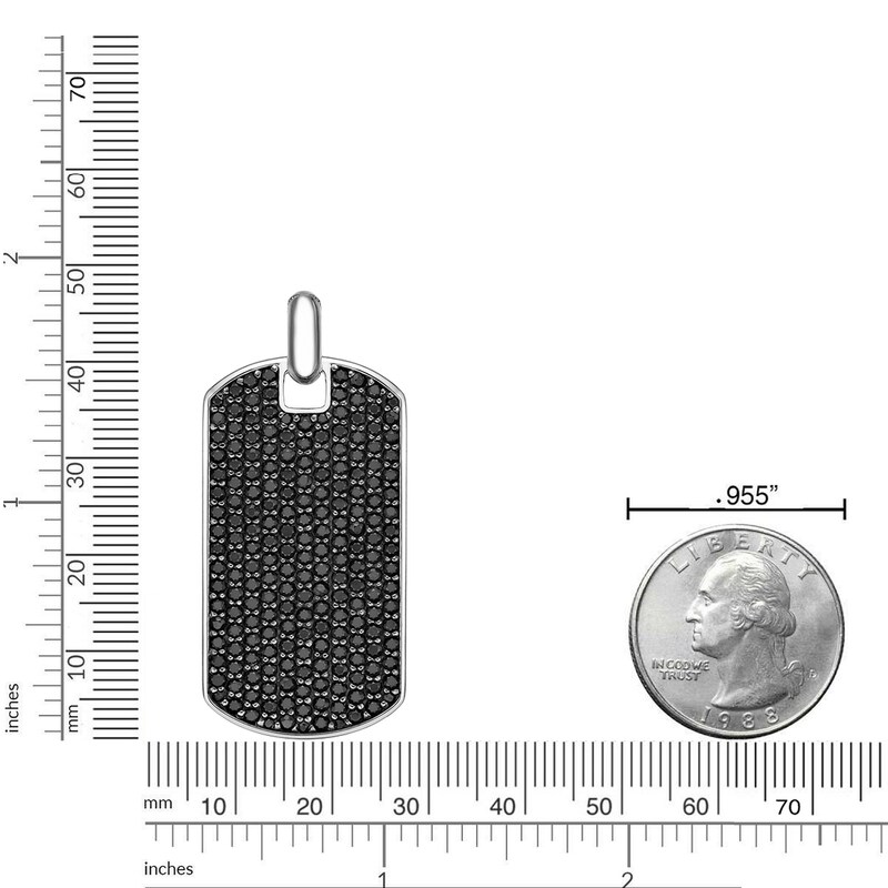 Main Image 5 of Men's Natural Black Spinel Dog Tag Necklace Sterling Silver 24"