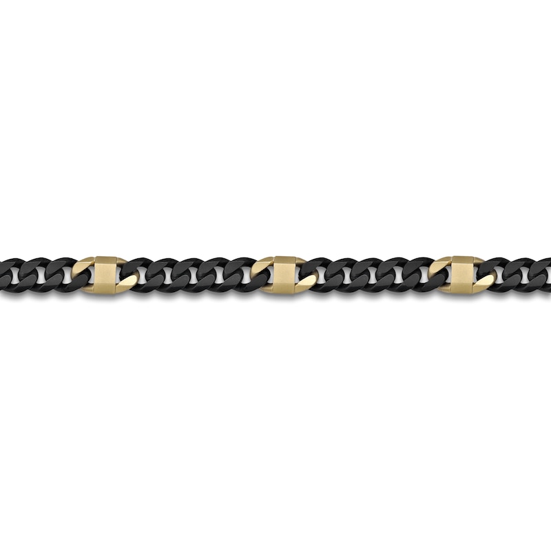 Main Image 2 of Men's Cuban Curb Chain Necklace Black & Yellow Ion-Plated Stainless Steel 24"