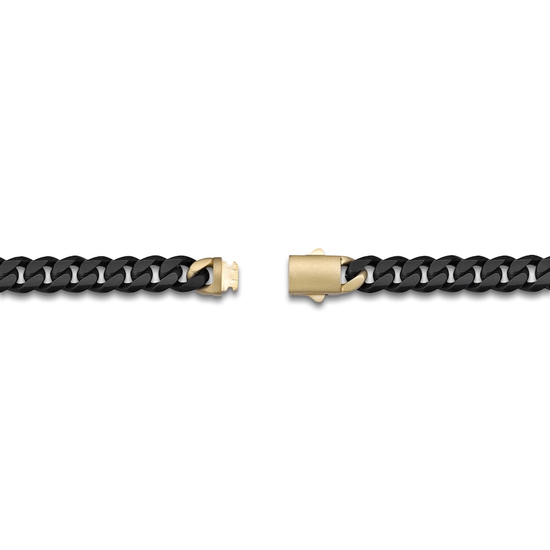 Main Image 3 of Men's Cuban Curb Chain Necklace Black & Yellow Ion-Plated Stainless Steel 24"