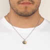 Thumbnail Image 6 of Men's Black Spinel Wolf Circle Necklace Sterling Silver & 14K Yellow Gold Plating 24"