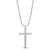Thumbnail Image 1 of Men's Black Diamond Cross Necklace 1/2 ct tw Sterling Silver 24"