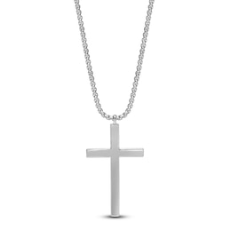 Men's Black Diamond Cross Necklace 1/2 ct tw Sterling Silver 24"