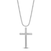 Thumbnail Image 3 of Men's Black Diamond Cross Necklace 1/2 ct tw Sterling Silver 24"
