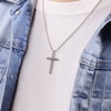 Thumbnail Image 6 of Men's Black Diamond Cross Necklace 1/2 ct tw Sterling Silver 24"