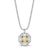 Thumbnail Image 1 of Men's Natural Black Spinel Octagon Necklace Sterling Silver & 14K Yellow Gold Plating 24"