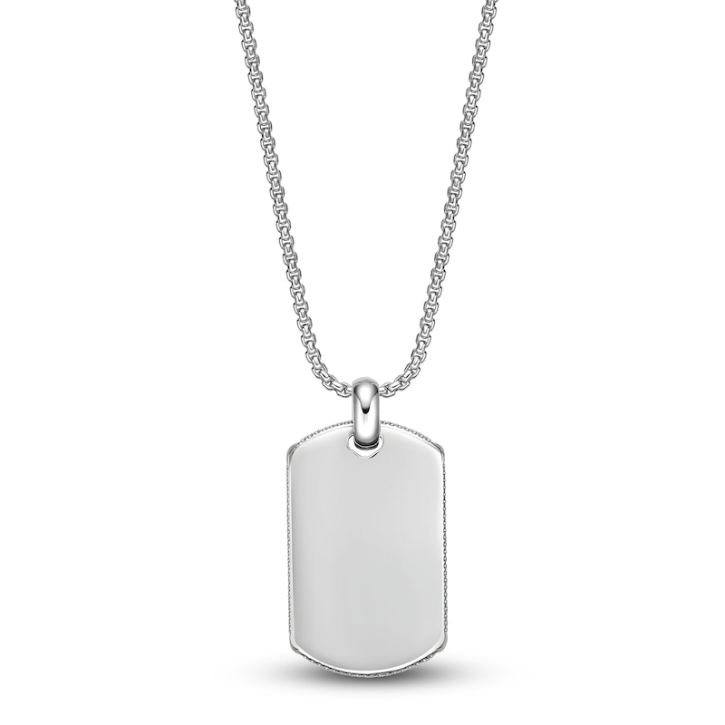 Main Image 3 of Men's Natural Mahogany Obsidian Dog Tag Necklace Sterling Silver 24"