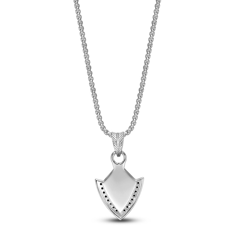 Main Image 3 of Men's Natural Malachite & Black Spinel Arrowhead Necklace Sterling Silver 24"