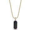 Thumbnail Image 1 of Men's Natural Black Onyx & Blue Lab-Created Sapphire Necklace Yellow Ion-Plated Sterling Silver 24"
