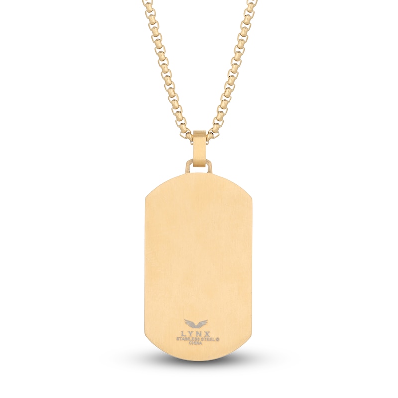 Main Image 3 of Men's Natural Black Spinel Dog Tag Necklace Yellow Ion-Plated Stainless Steel 24"