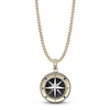 Thumbnail Image 1 of Men's Natural Black Agate & Black Spinel Compass Necklace Stainless Steel & Yellow Ion Plating 24"