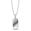 Thumbnail Image 1 of Men's Natural Mother-of-Pearl & Black Spinel Necklace Stainless Steel 24"