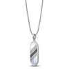 Thumbnail Image 2 of Men's Natural Mother-of-Pearl & Black Spinel Necklace Stainless Steel 24"