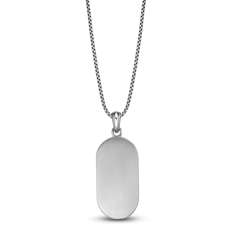 Main Image 3 of Men's Natural Mother-of-Pearl & Black Spinel Necklace Stainless Steel 24"